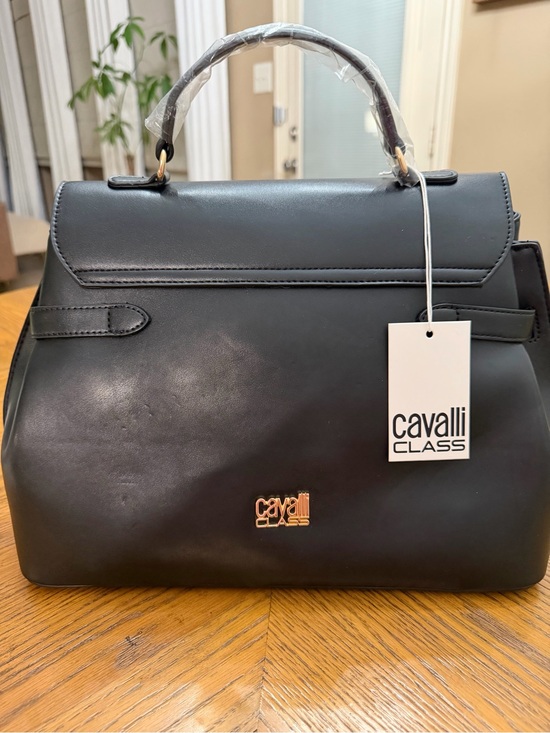 Cavalli Class Handbags - Cavalli Class Black Top-Handle Large Satchel